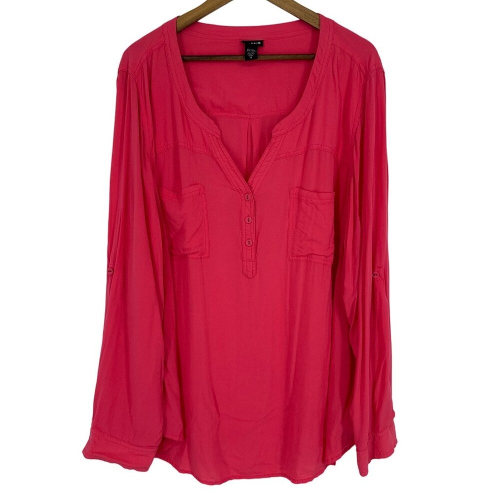 Torrid Roll Tab Sleeve V-Neck Blouse Women's Size 4X